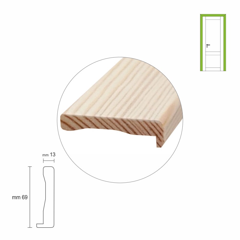 Coprifilo lineare in legno massello di pino